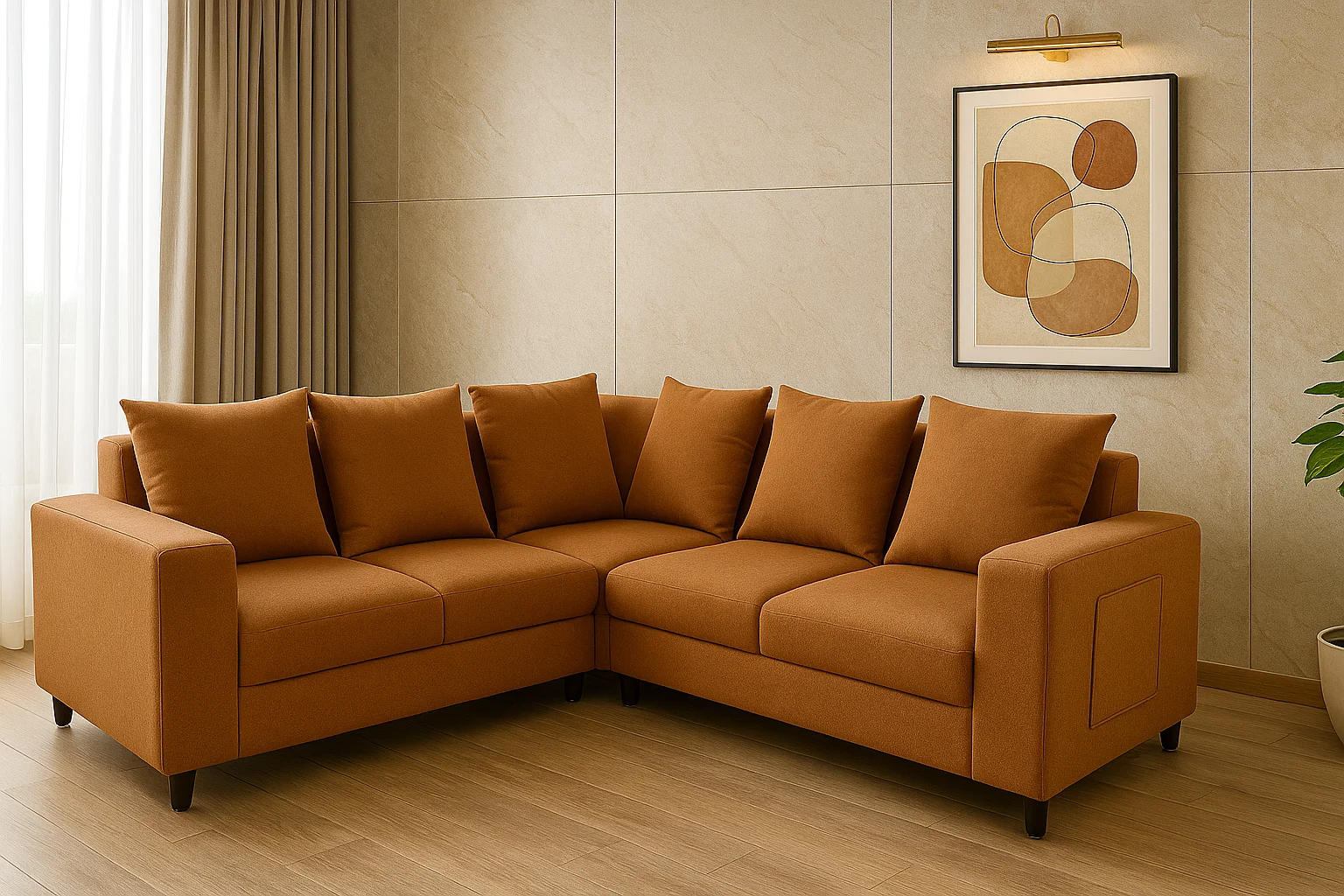 Mocha Elegance Sectional Sofa in warm-toned living room
